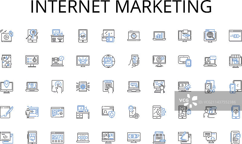 互联网营销线性图标合集图片素材