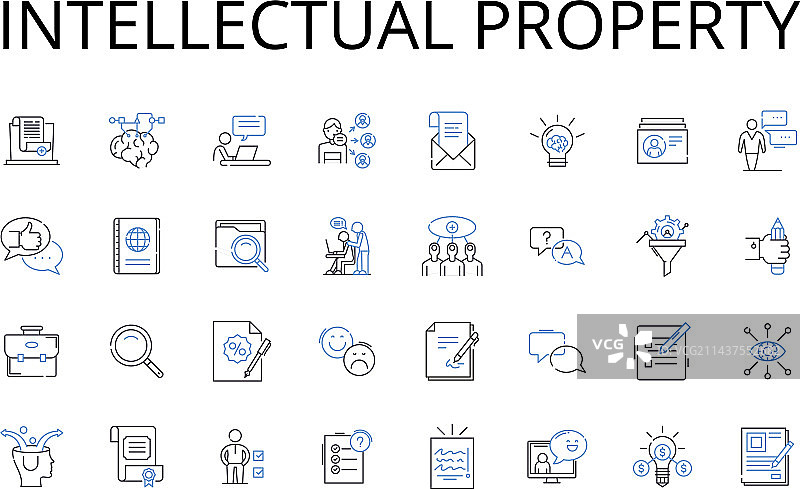 知识产权线性图标合集图片素材