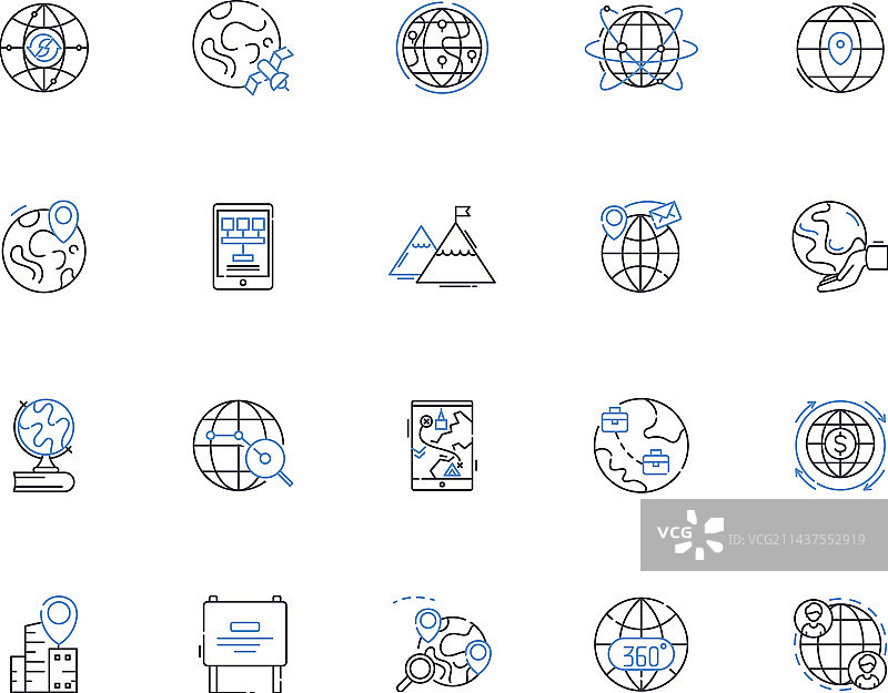 卫星图像线性图标集合航拍图片素材