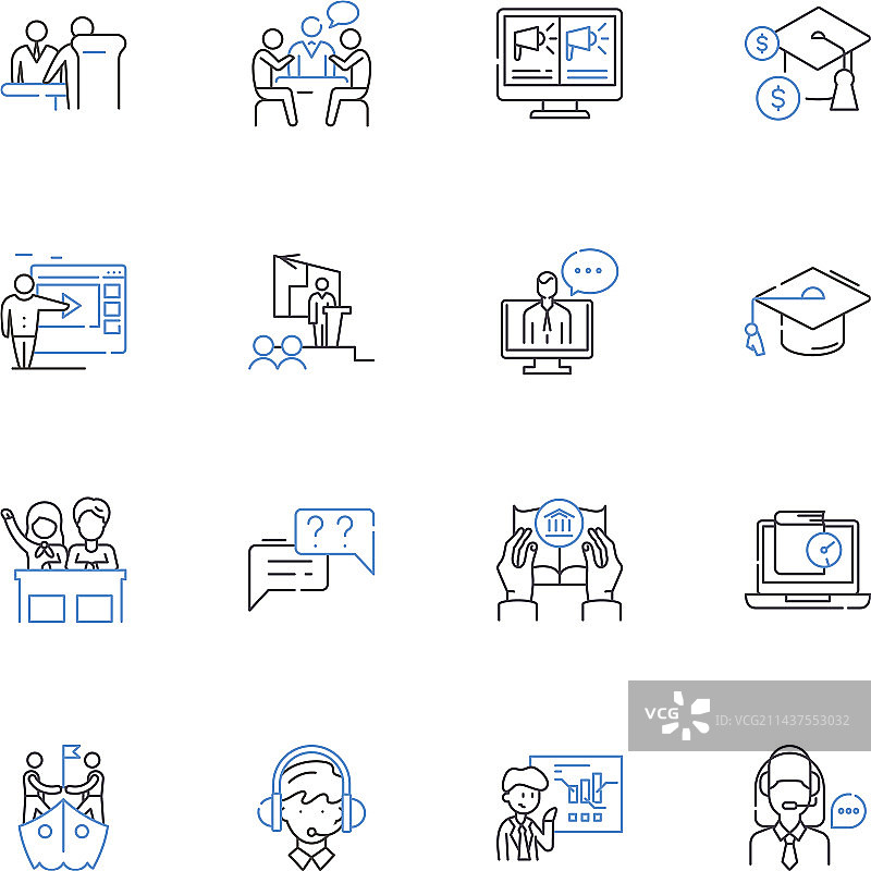 耕作播种线条图标合集图片素材