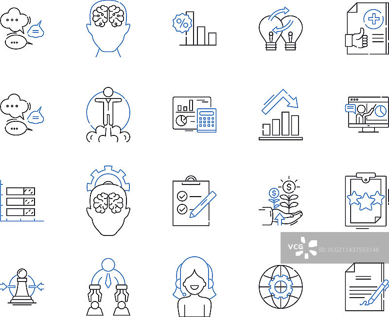 物理学探索线性图标合集图片素材