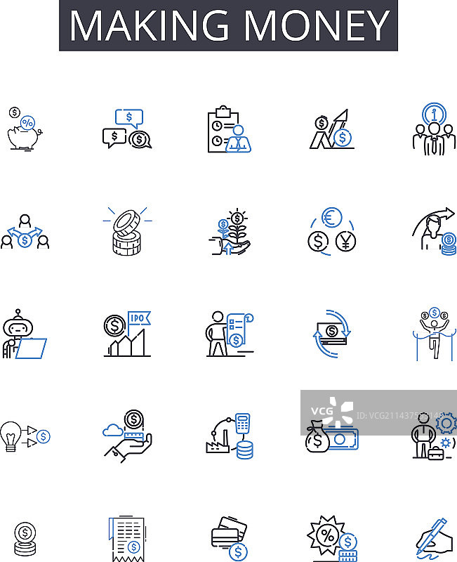 赚钱线性图标合集图片素材