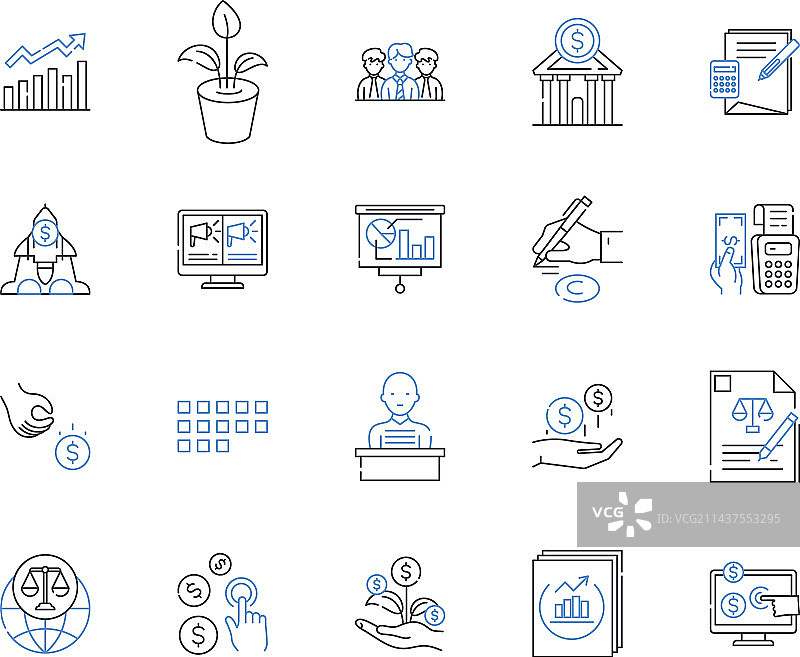 质量管理线性图标合集策略图片素材