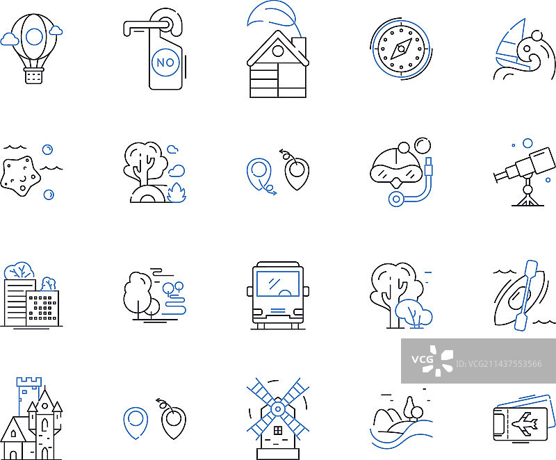 旅程团体线性图标合集：探索图片素材