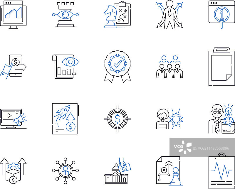 互联网变革线性图标合集图片素材