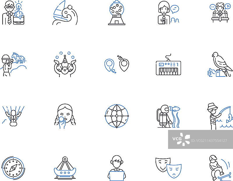 文化沉浸线性图标集：语言图片素材