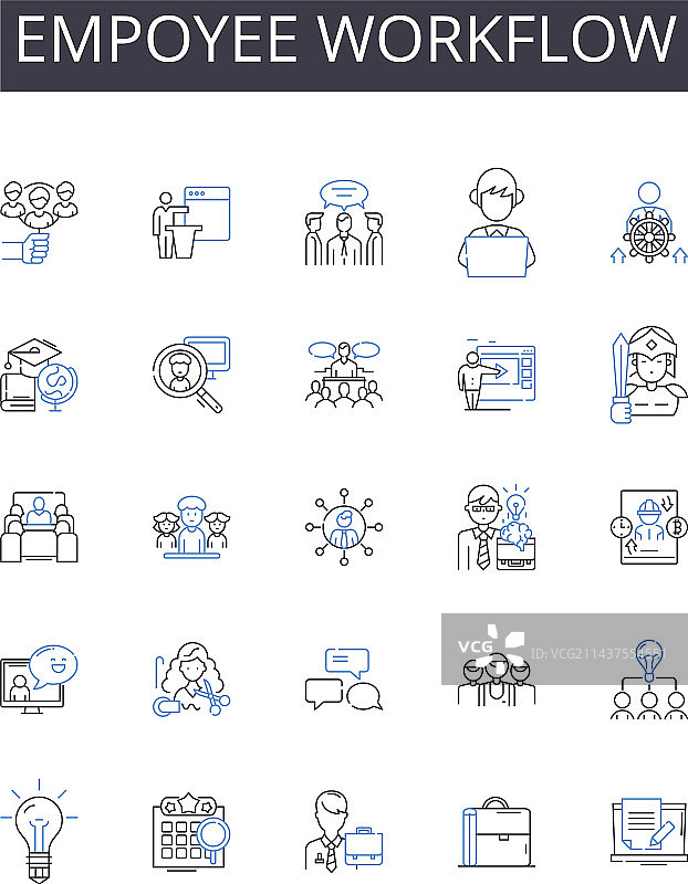 员工工作流程无线图标集图片素材
