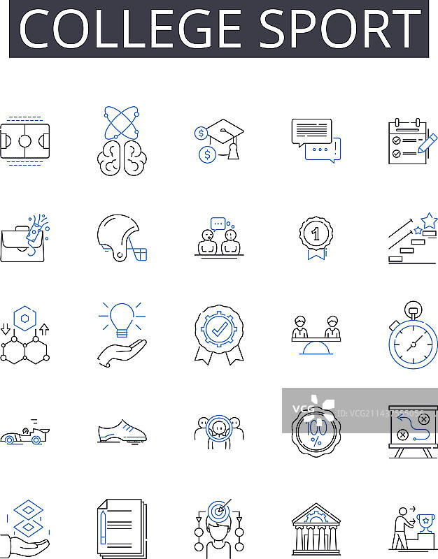 大学运动项目线性图标合集图片素材