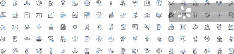 债务线性图标集合：负债与欠款图片素材