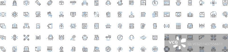 锤子扳手工具线性图标合集图片素材