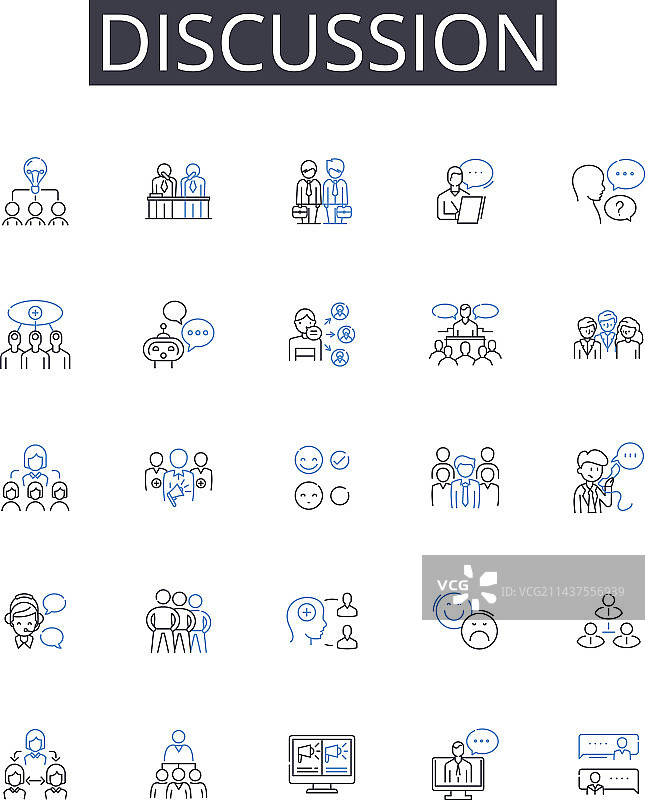 凝视的讨论线条图标合集图片素材