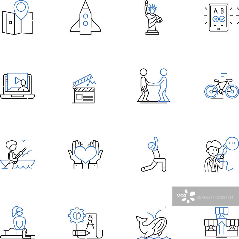 城市假日旅行线性图标合集图片素材