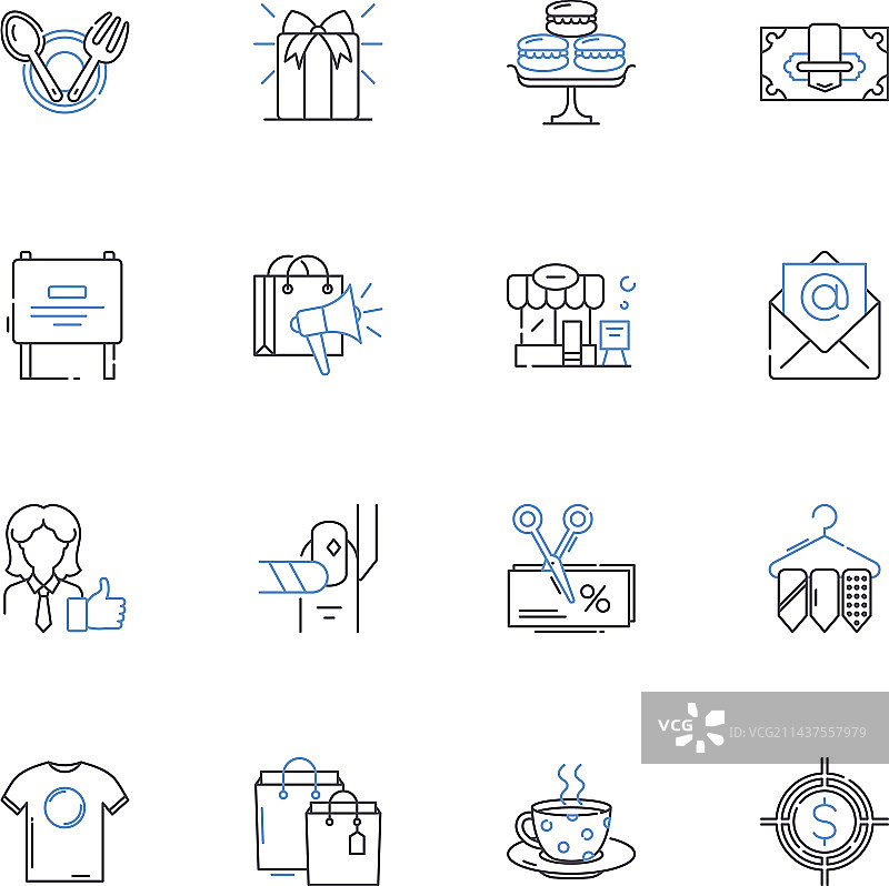 零售百货商店系列线性图标图片素材