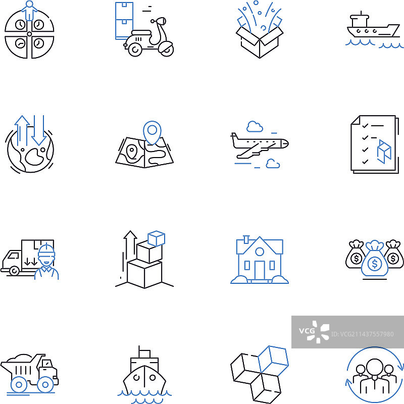 多式联运线路图标合集图片素材