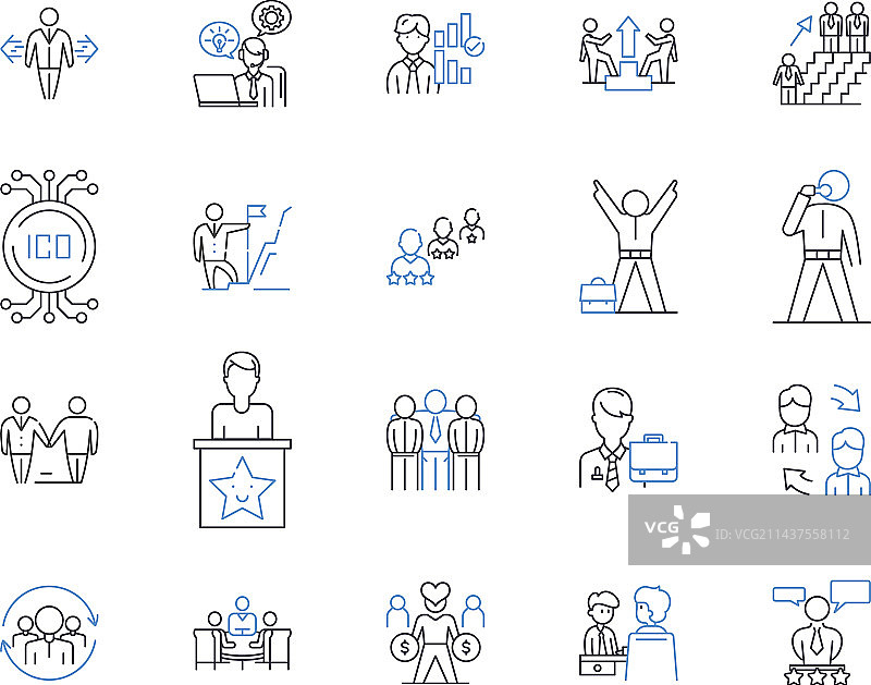 办公桌线性图标合集图片素材