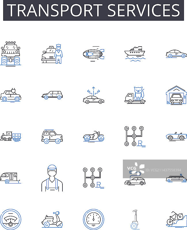 交通运输服务线性图标合集图片素材