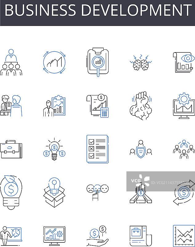 商业发展线性图标合集图片素材