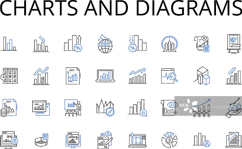 图表和示意图线性图标集合数字图片素材