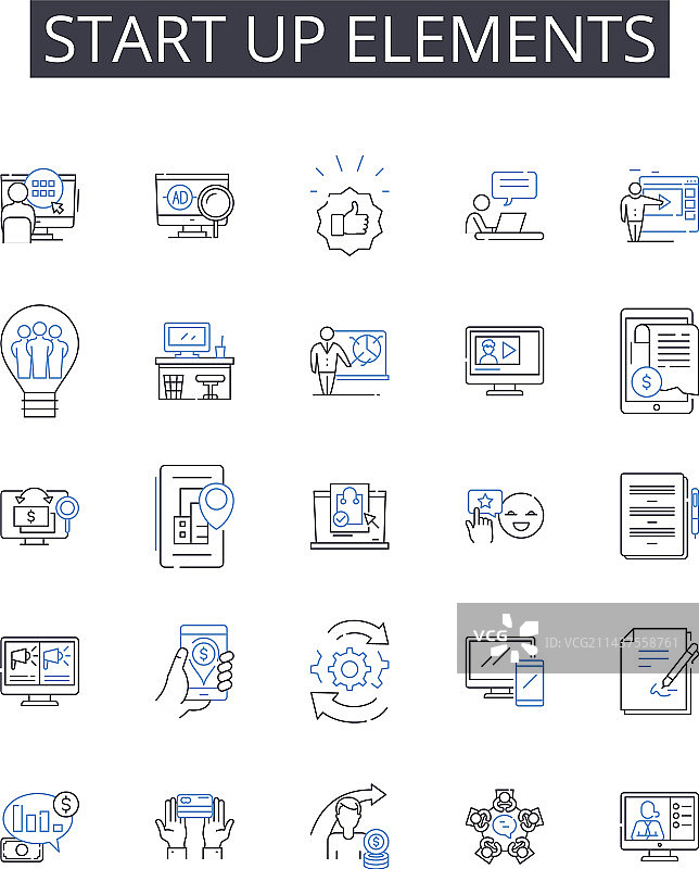 创业元素线性图标合集图片素材