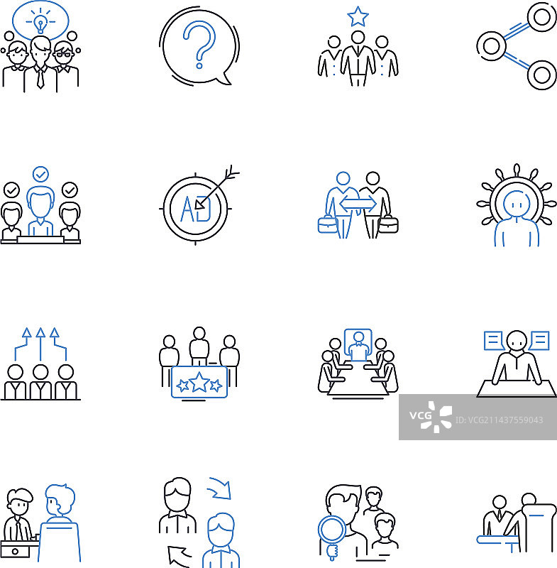雇主团队线条图标协作合集图片素材