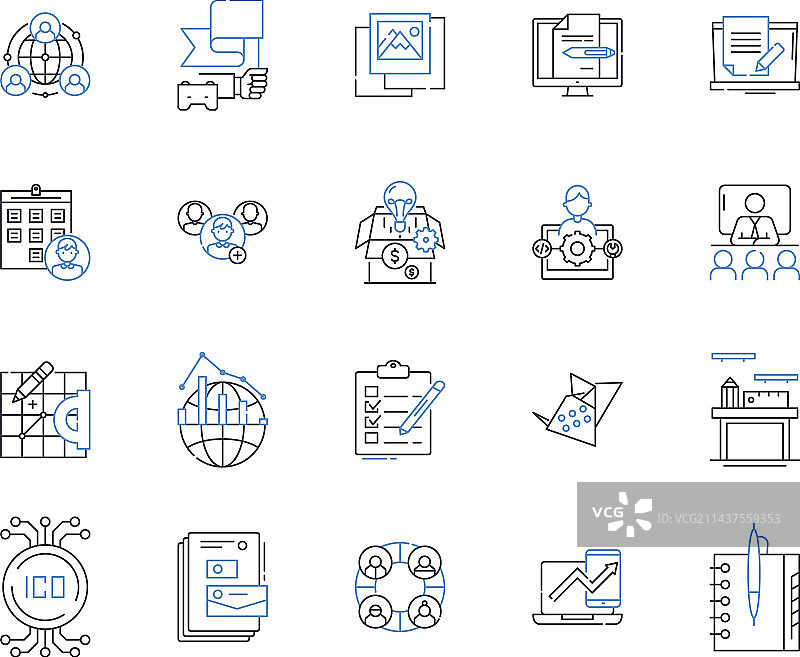 秘密会议和召集会议线性图标图片素材