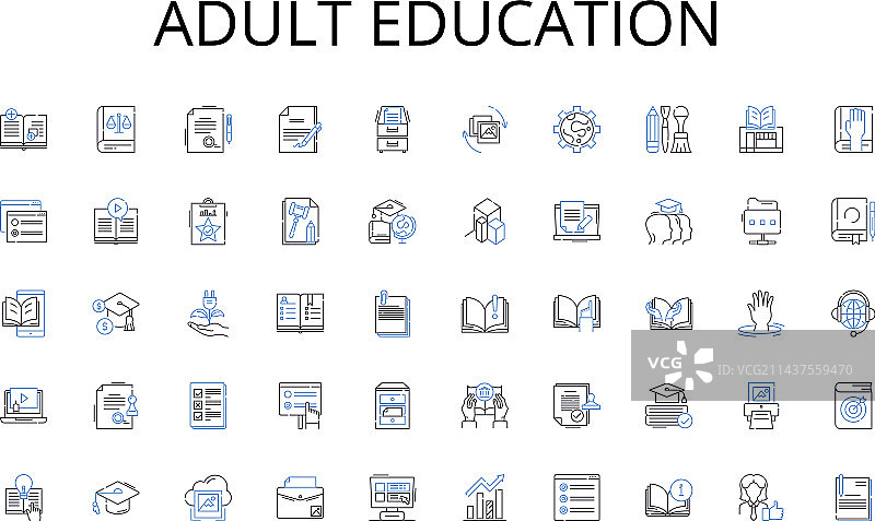 成人教育线性图标合集图片素材