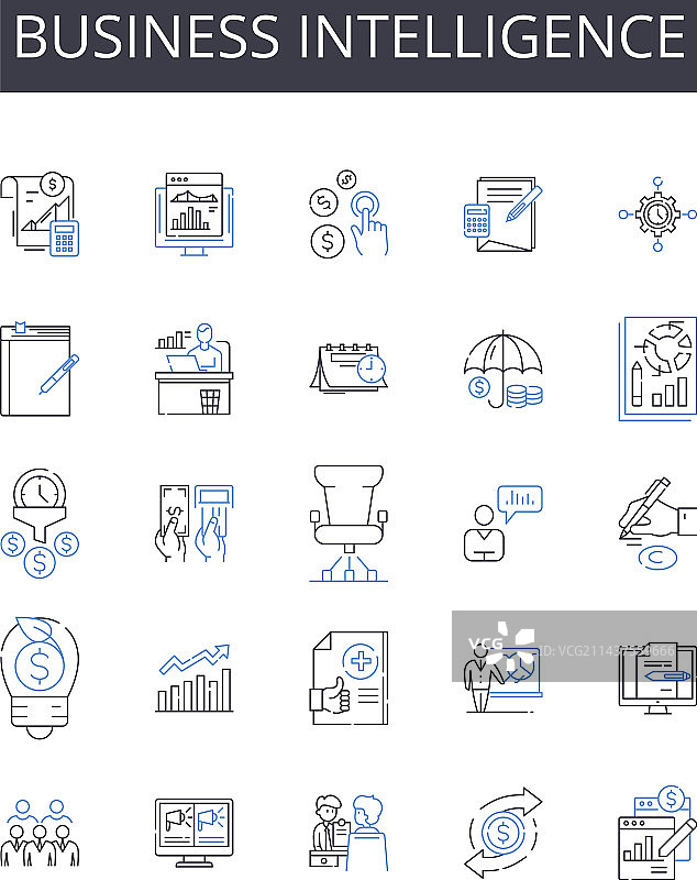 商业智能线性图标合集图片素材