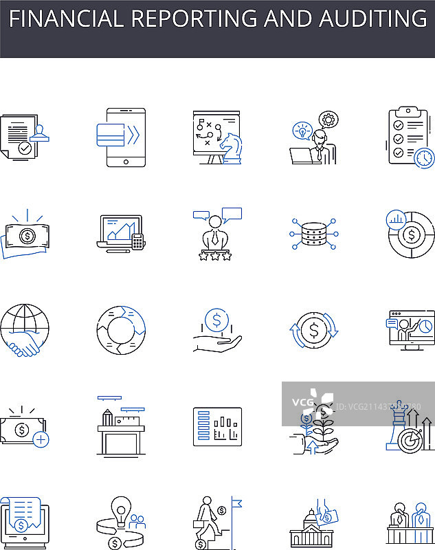 金融报告和审计线性图标图片素材