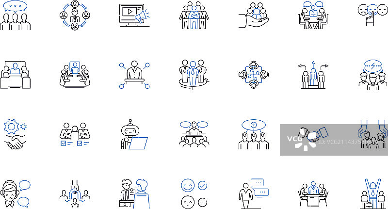 连接信任线条图标合集图片素材