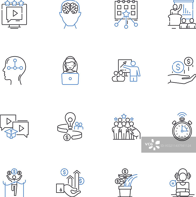 决心线性图标合集图片素材