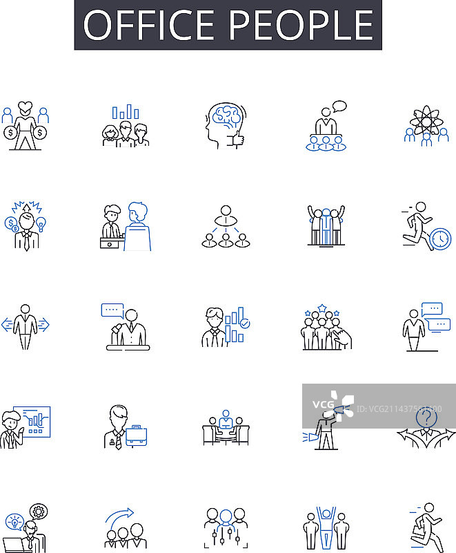 办公室人员线条图标合集，白领图片素材