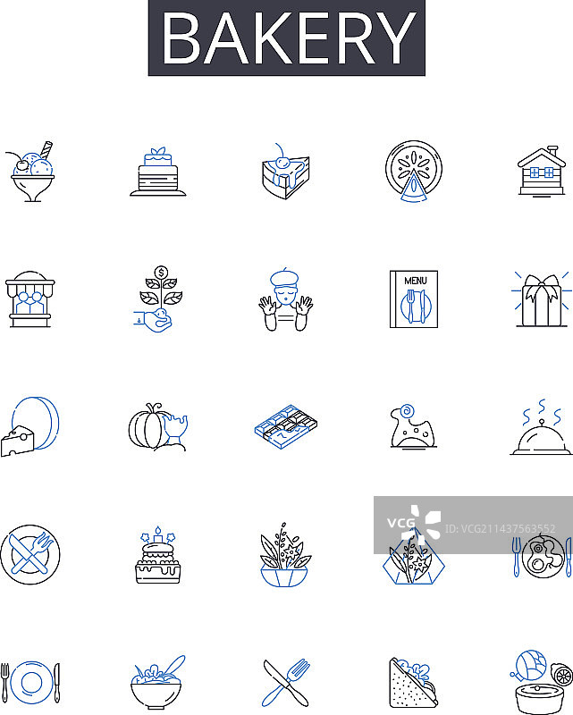 烘焙店面包线性图标合集图片素材