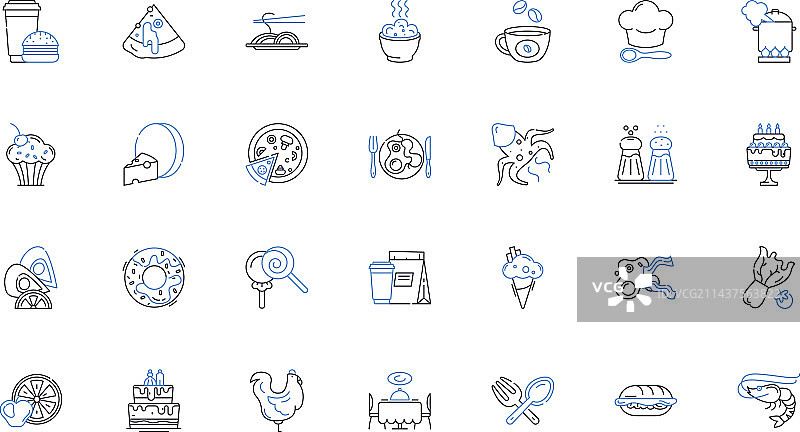 牲畜线条图标合集：牛和猪图片素材