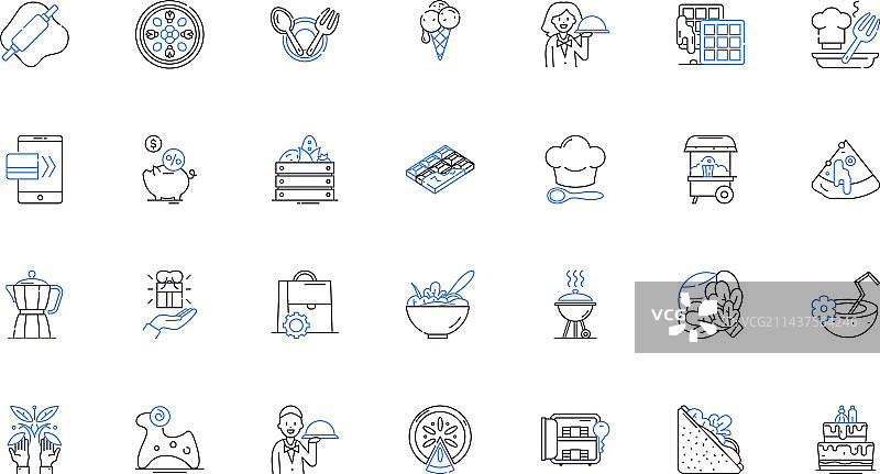 甜点店线性图标合集图片素材