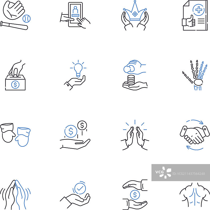 手势表达线性图标合集：身体图片素材