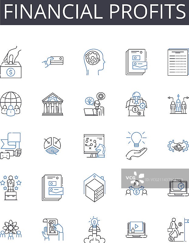 经济利润线条图标合集图片素材