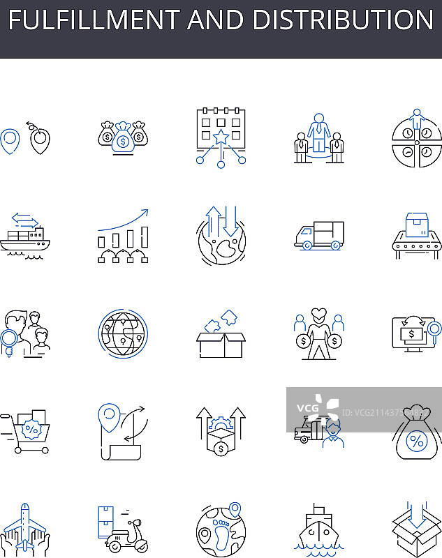 物流配送线性图标合集图片素材