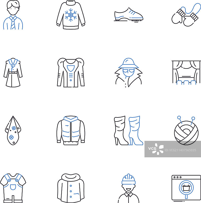 购物地点线性图标合集购物中心店铺图片素材