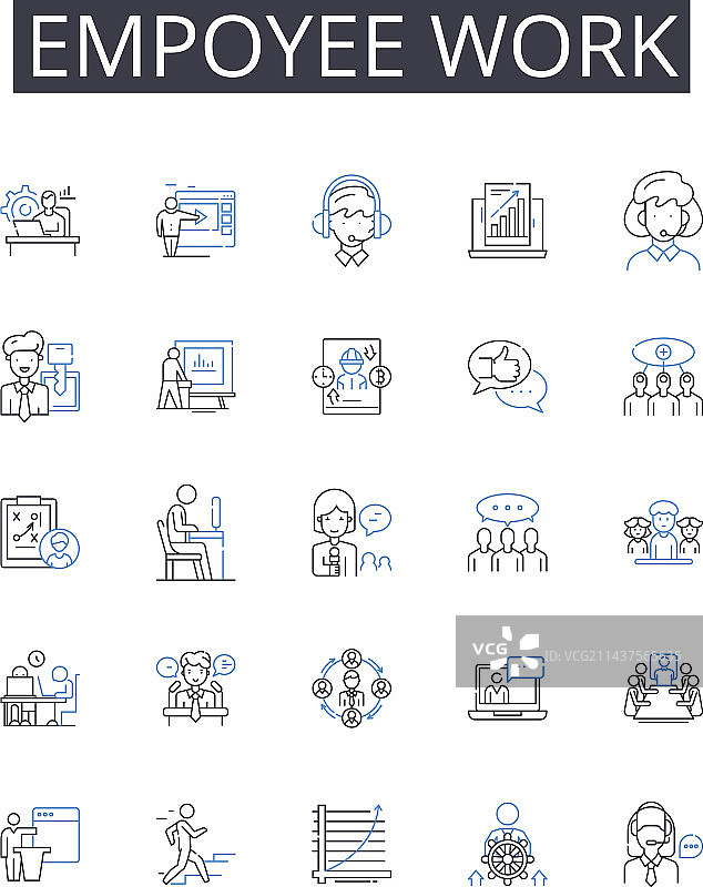 员工工作线图标集合架构图片素材