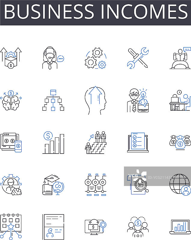 商业收入线性图标合集：日程安排图片素材
