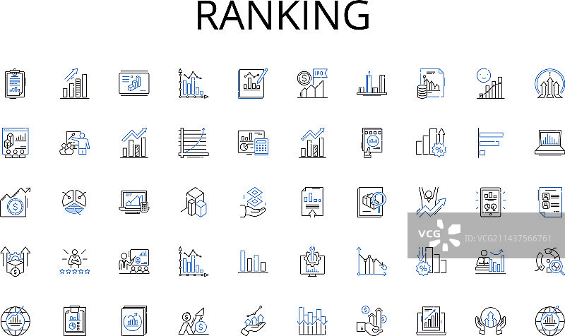 排名线性图标集合商业策略图片素材