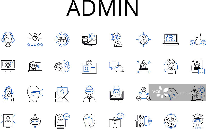 管理线性图标集，老板主管图片素材