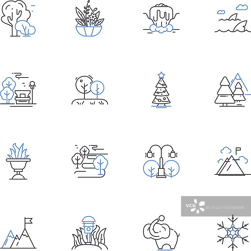 荒野地带线条图标合集图片素材