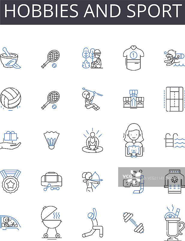 爱好与运动线条图标合集图片素材