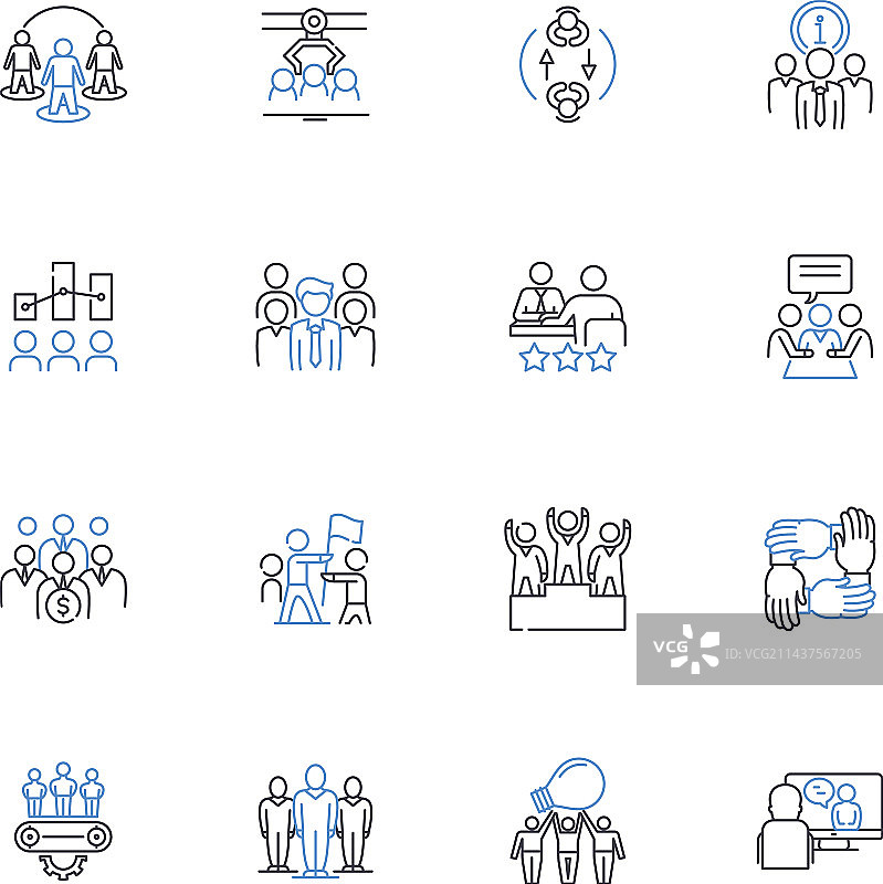 公司员工线性图标合集图片素材