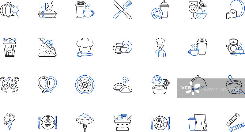 美味佳肴线条图标合集图片素材