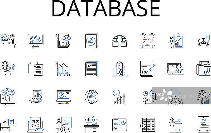 数据存储数据库线性图标合集图片素材