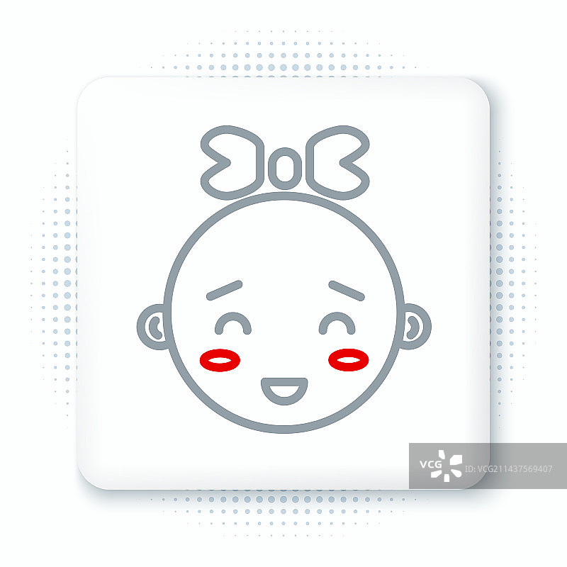 快乐的小女孩头像线性图标图片素材