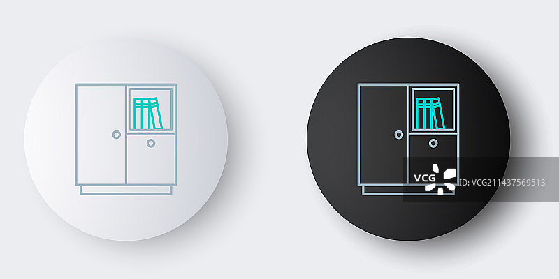 灰色背景上的线条衣柜图标图片素材