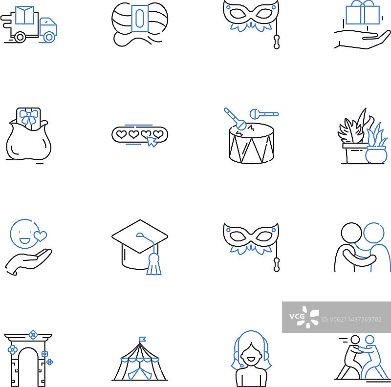 体验线性图标合集：冒险与喜悦图片素材